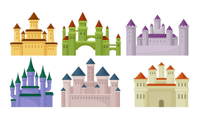 Castles and Fortresses Vector Set. Medieval Buildings Collection