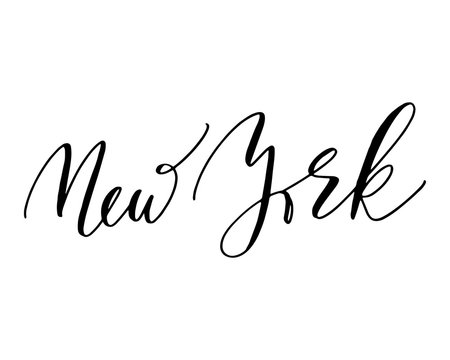 New york handwritten text lettering