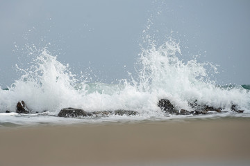 Big waves on the beach at December