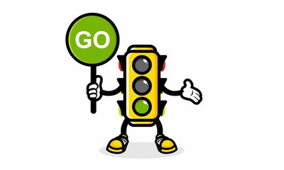 vector design of traffic light green mascot