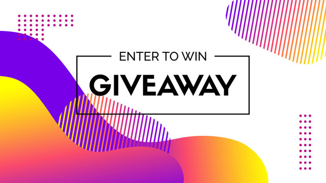 Vector giveaway banner. Abstract liquid colorful shapes on a white background. Trendy template for social media promo