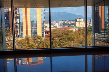 Tirana downtown view from the shopping center 