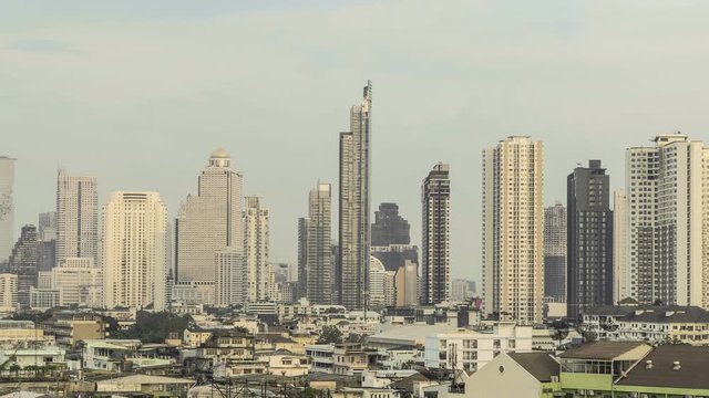 Bangkok city skyline at day, Time lapse.