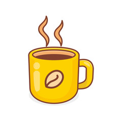 Mug of coffee vector illustration with cute design isolated on white background. Coffee clip art 