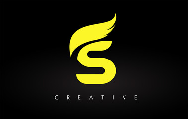 Obraz premium Letter S logo with Yellow Colors and Wing Design Vector