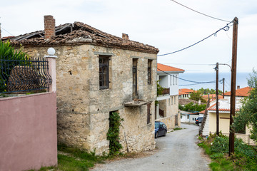 Street of small town of Greece. Horizontal color photography.