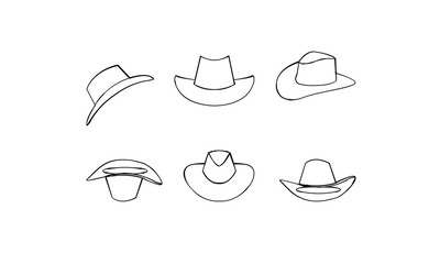 Set of Cowboy hat outline logo icon design vector illustration