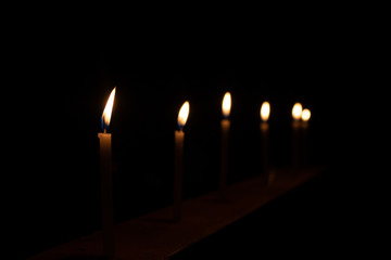 soft focused Candles Light in dark night