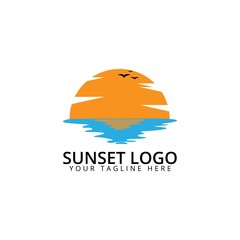 sunset logo template design vector