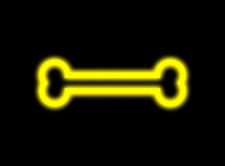 bone shaped neon light on dark background