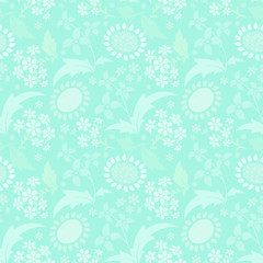 Seamless pattern with a set of stylized floral elements.