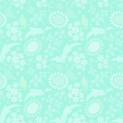Seamless pattern with a set of stylized floral elements.