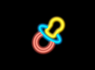 neon light with pacifier shape on dark background