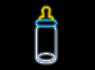 bottle shaped neon light on dark background