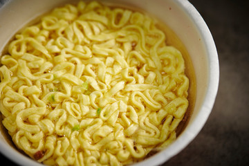 Instant ramen noodle, plastic bowl