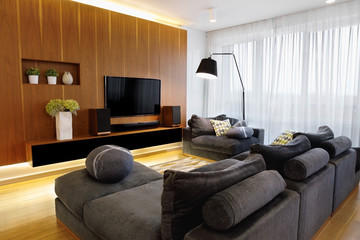 The interior of a modern living room