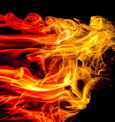 Colored smoke on black background