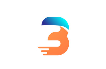 orange blue creative number 3 logo icon for company design