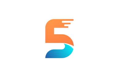 orange blue creative number 5 logo icon for company design