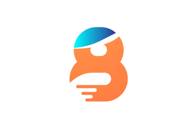 orange blue creative number 8 logo icon for company design