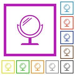 Desk mirror with reflection flat framed icons