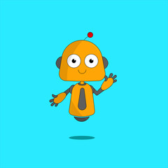 Funny robot icon in blue background. Vector Illustration