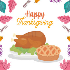 happy thanksgiving day baked turkey and cake