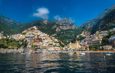 Fototapeta na wymiar Panoramic view of Positano, small town on Amalfi Coast, Campania, Italy