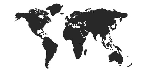 Black World Map. Vector illustration.