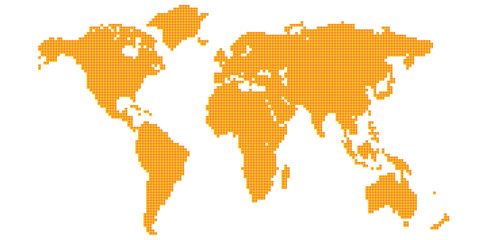 Pixel art design of World Map. Vector illustration.