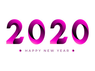 Happy new year 2020 vector template, with gradient color. Isolated on white background.