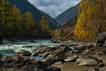 Russia. The South Of Western Siberia. Late autumn in the Altai mountains,  the Chui river