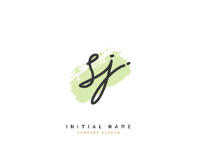 S J SJ Beauty vector initial logo, handwriting logo of initial signature, wedding, fashion, jewerly, boutique, floral and botanical with creative template for any company or business.