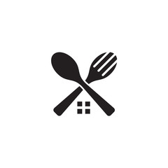 Food logo design incorporated with spoon and fork icon template