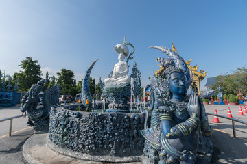 Obraz premium Wat Rong Suea Ten, the famous blue temple in Chiang Rai