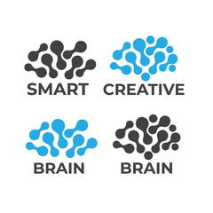 Fototapeta na wymiar Brain, Creative and learning icons. Abstract human brain logo