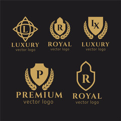 Royal Brand Luxury Crest Logo. Flourishes Calligraphic Monogram. VIP, Fashion and Premium brand identity