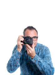 portrait of man taking photos
