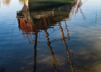 Reflection of derelict ship