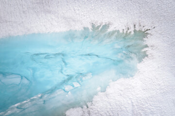 Icy snow art glacier from above Norway