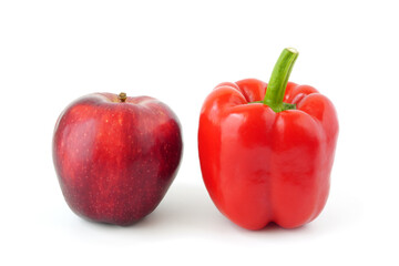 Red apple and sweet pepper isolated on white background