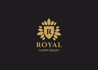 Royal Brand Luxury Crest Logo. Flourishes Calligraphic Monogram. VIP, Fashion and Premium brand identity
