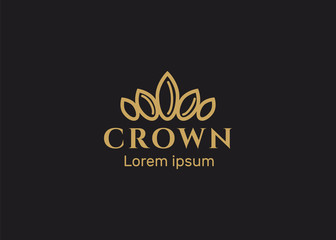 Vector crown logos set. Flourishes Calligraphic Monogram. VIP, Fashion and Premium brand identity