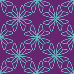 Geometric flower simple cutout purple and blue vector repeat surface pattern design