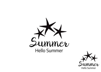 Obraz premium Summer labels, logos, hand drawn summer holiday and travel. Beach icon vector