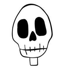  vector illustration of a skeleton head of the day of the dead on a white background
