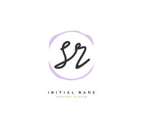  S R SR Beauty vector initial logo, handwriting logo of initial signature, wedding, fashion, jewerly, boutique, floral and botanical with creative template for any company or business.