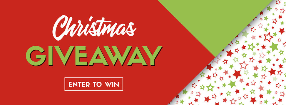 Christmas giveaway. Vector long banner for social media contest promotion
