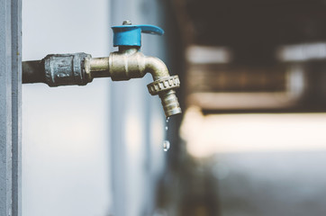 opening faucet or water tap and close for save water energy protect shortage. environment day...