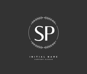 S P SP Beauty vector initial logo, handwriting logo of initial signature, wedding, fashion, jewerly, boutique, floral and botanical with creative template for any company or business.
